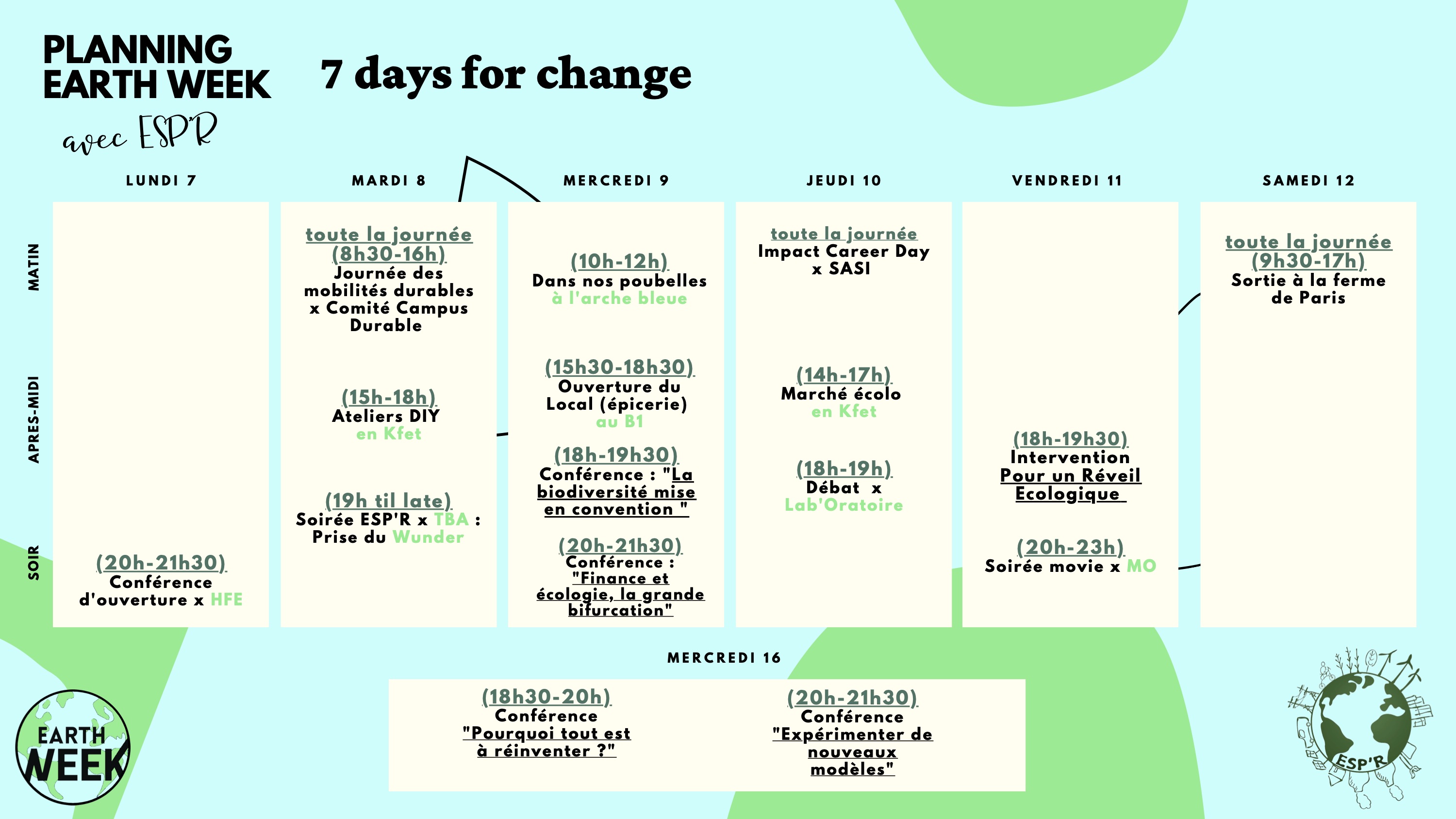 agenda Earth week